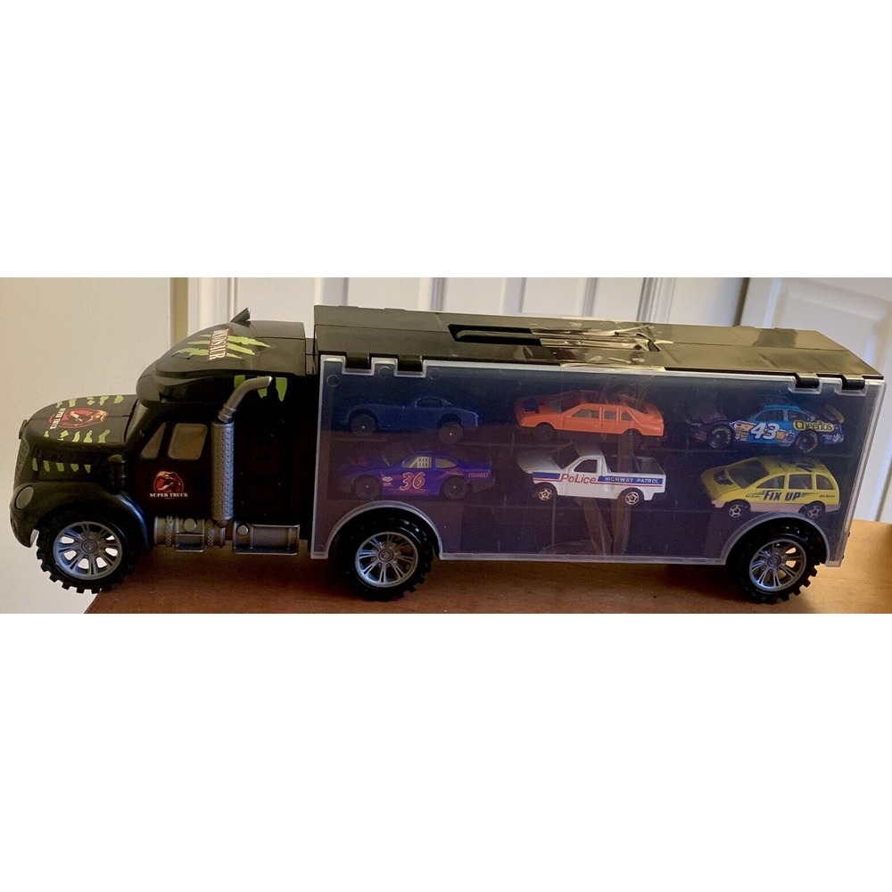 Dinosaur Super  Truck Carrying Case ‎ With 12 Die Cast Cars Dinosaurs Jurassic